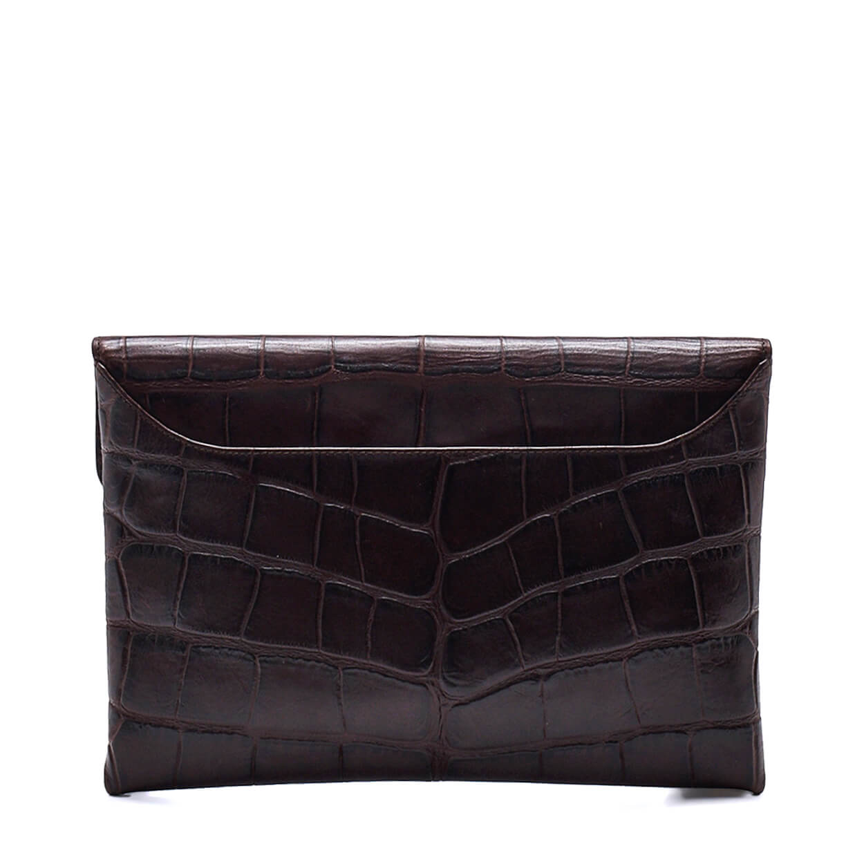 Givenchy - Dark Brown Exotic Print Embossed Leather Antigona Envelope Clutch
